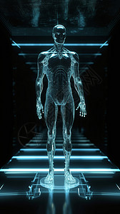 未来派技术的3D人体透视图图片