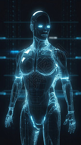 人体全息素材未来派人物的3D全息显示设计图片