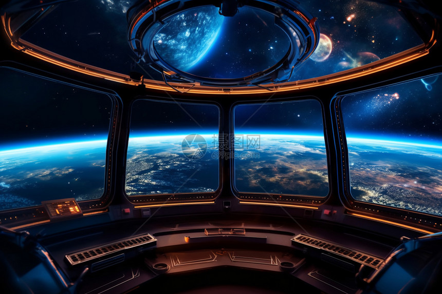 通过航天器的窗户看到的宇宙景色图片