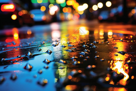 雨后的城市道路背景图片