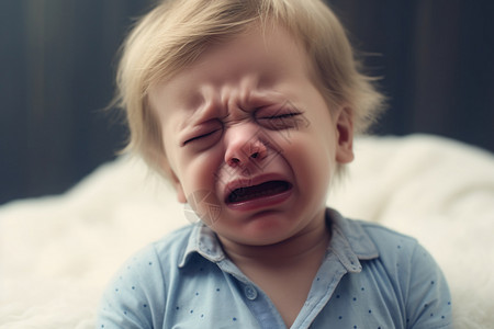 小男孩在哭在哭的婴儿高清图片
