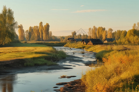 俄罗斯美景风景中河高清图片