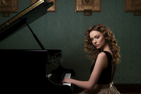 美丽的钢琴家背景图片