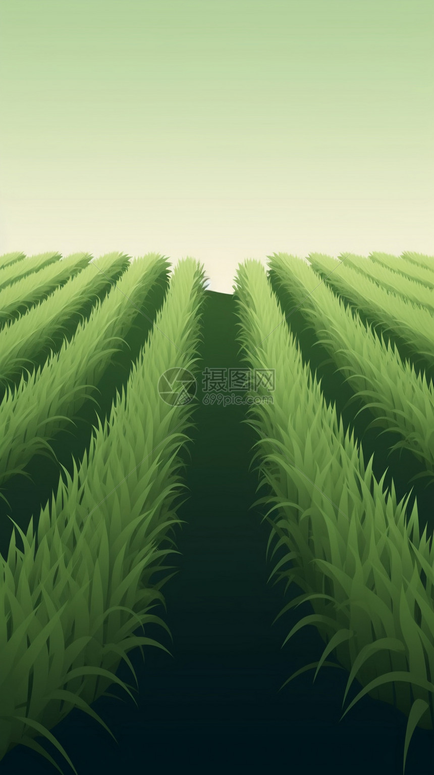 整齐生长的稻田图片