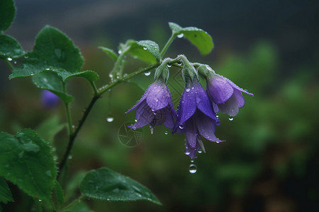 花瓣雨素材雨后的风铃草插画