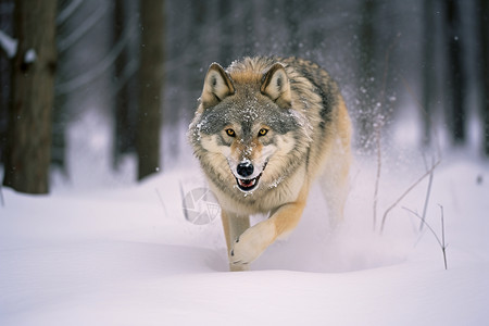 冬天森林中的狼图片