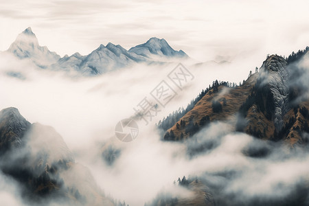 层峦耸翠的山脉背景图片