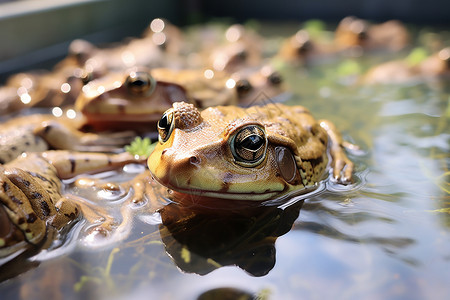 一群在水中的青蛙背景图片