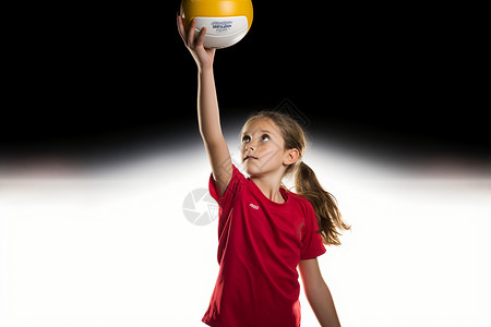 小女孩打排球图片