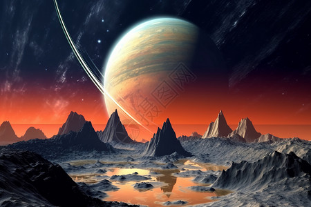 土卫二月亮土星科幻空间设计图片