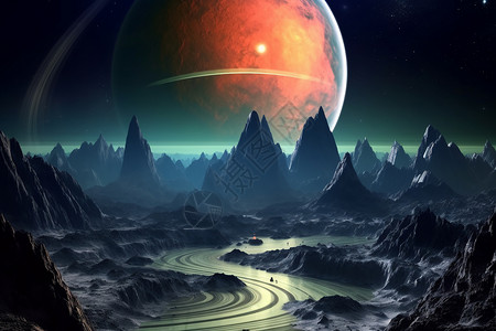 土卫二月亮土星土星景观设计图片