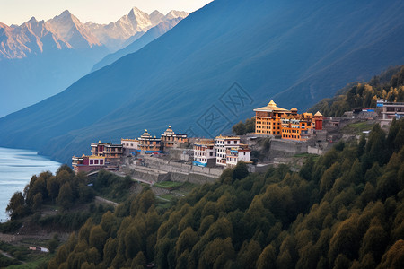 西藏山脉风景背景图片