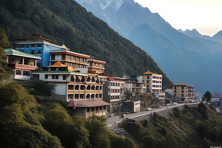 西藏建筑物风景背景图片