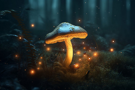 发光蘑菇梦幻的森林设计图片