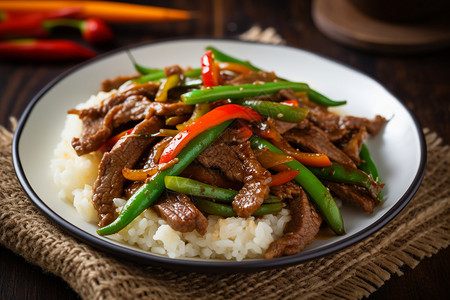 青椒牛肉甜椒炒牛肉盖饭背景