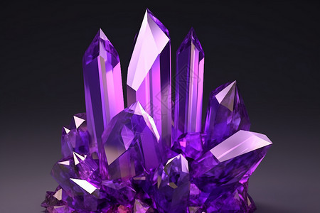 锋利的岩石3d紫色矿石背景