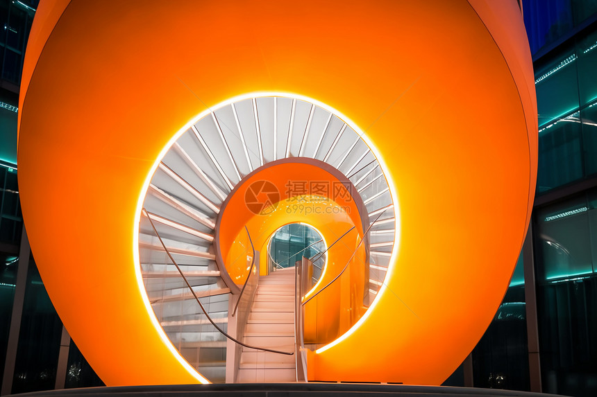 橙色楼梯建筑图片