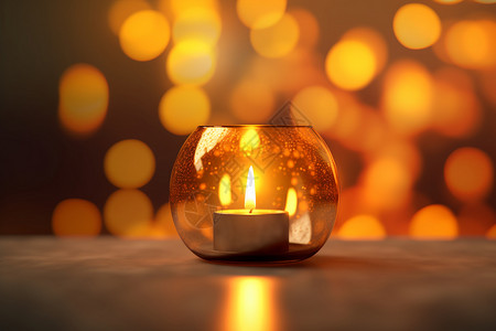 透明玻璃罩中的蜡烛背景图片
