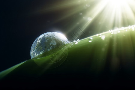 绿植上的玻璃地球背景图片