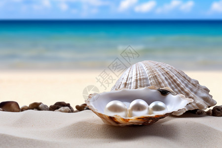 海边的珍珠贝背景图片