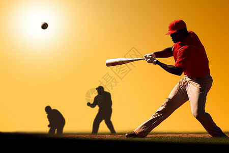 棒球运动员击球本垒打高清图片