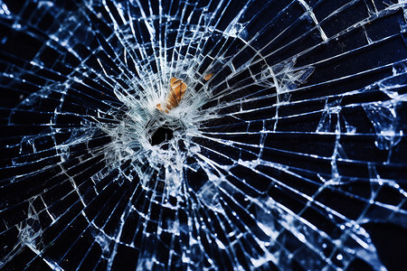 蛛网状裂缝的玻璃挡风玻璃碎了个大口子背景