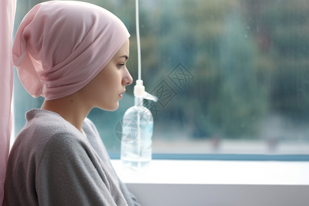 化疗的女人外面的手帕高清图片