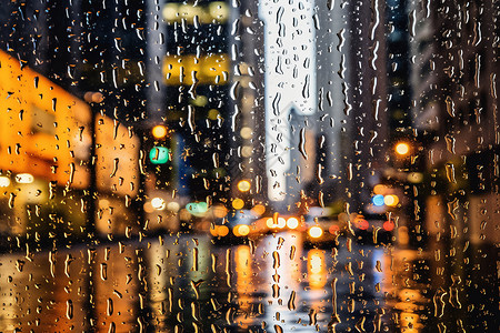 下雨的城市背景图片