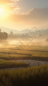 乡村种植的稻田图片