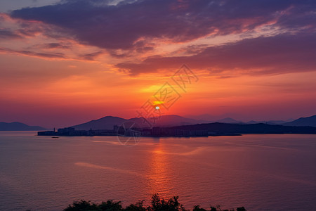 红色系火焰火焰红的海面背景