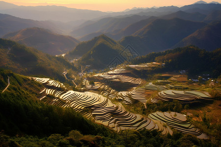 层叠的梯田背景图片