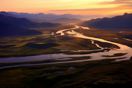 蜿蜒的长河背景图片