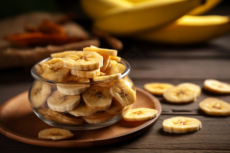 香蕉脆片美味的香蕉片背景