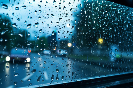 雨天雨滴扭曲视野高清图片