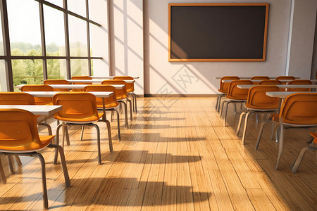 地板教室教室里整齐的凳子背景