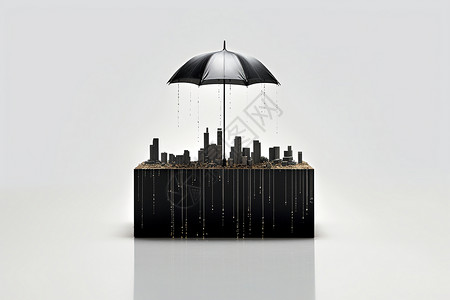 伞下面的城市图片