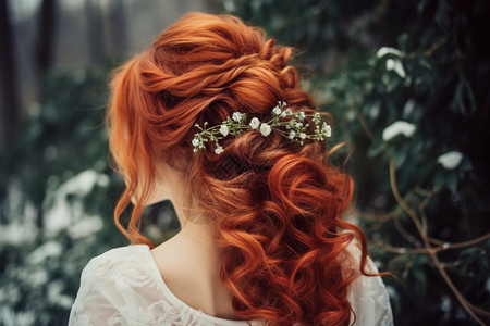 橙色头发的女人图片