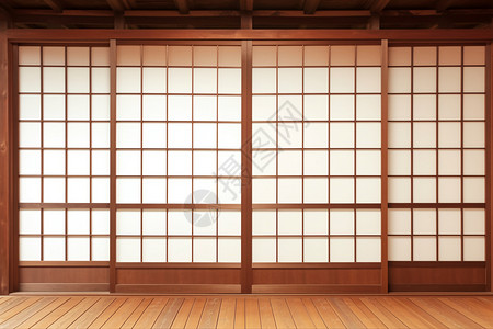 日式的滑门古董大厅门高清图片