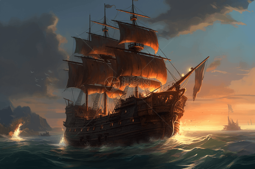 四处征战的海盗船图片