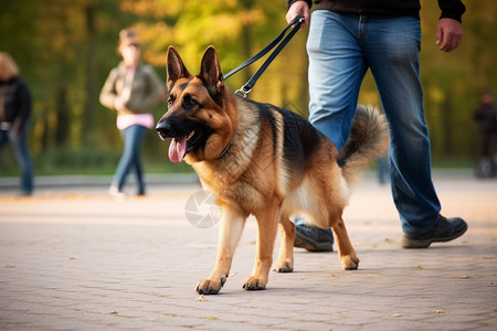 德国牧羊犬与他的主人图片