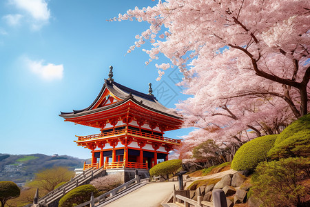 京都清水寺樱花清水寺在日本背景