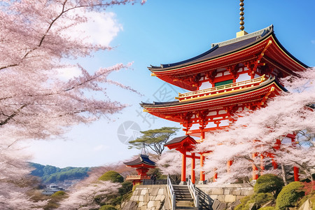 京都清水寺樱花清水寺在京都背景