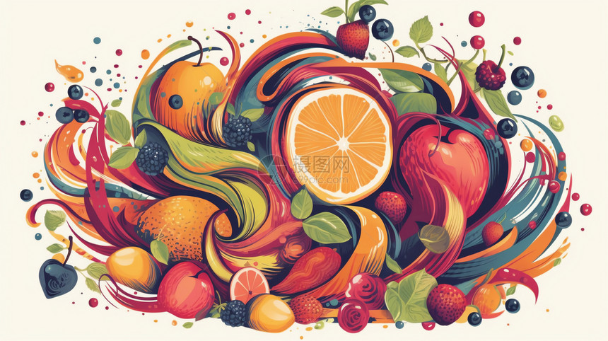 水果榨汁的程式化插图图片