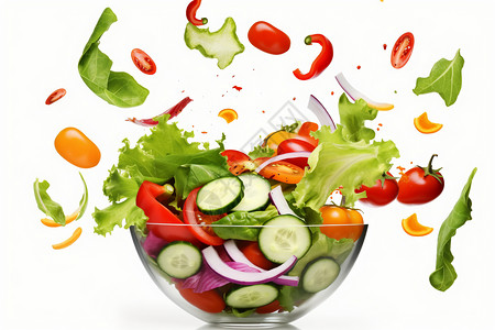 健康的沙拉孤立的蔬菜高清图片