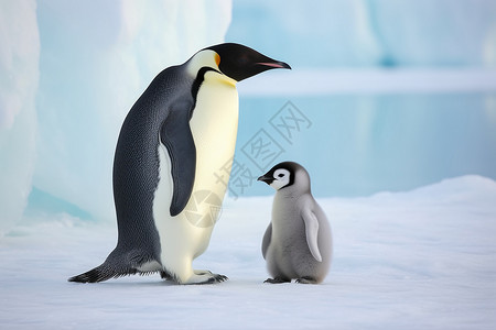 南极洲两只可爱的企鹅插画