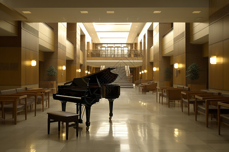 钢琴大厅宁静的气氛。背景