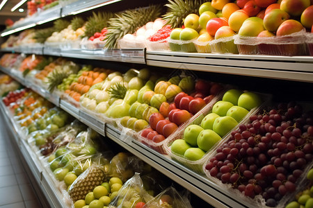 商店货架的水果背景图片