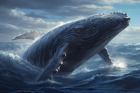 鲸头鹳巨大的座头鲸插画