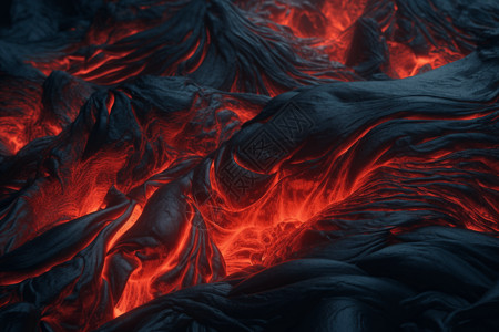 红色高温在流动的火山熔岩背景