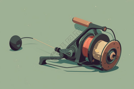 线盘轮渔轮设计细节图插画